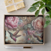 Viktorianischer Kolibri und Pastelrose Dekupage Seidenpapier (Geschenk)