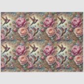 Viktorianischer Kolibri und Pastelrose Dekupage Seidenpapier (Vorderseite)