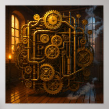 Viktorianischer Kontrollraum Steampunk-Leinwand-Wa