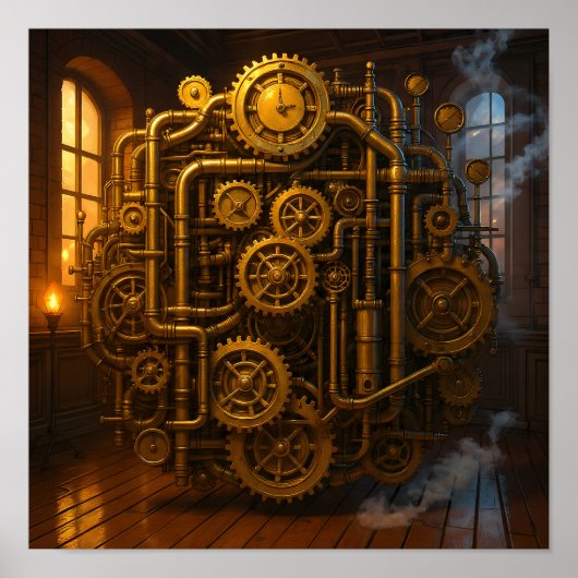 Viktorianischer Kontrollraum Steampunk-Leinwand-Wa Poster (Vorne)