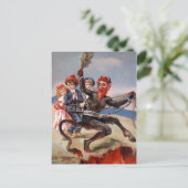 Viktorianischer Krampus geht zur Hölle Postkarte (Stehend Vorderseite)