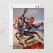 Viktorianischer Krampus geht zur Hölle Postkarte (Vorne/Hinten)