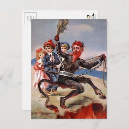 Viktorianischer Krampus geht zur Hölle Postkarte (Vorne/Hinten)