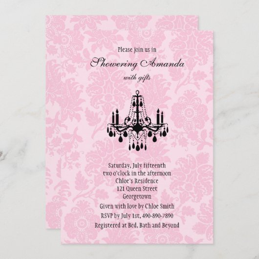 Viktorianischer Kronleuchter Brautdusche Einladung (Vorne/Hinten)