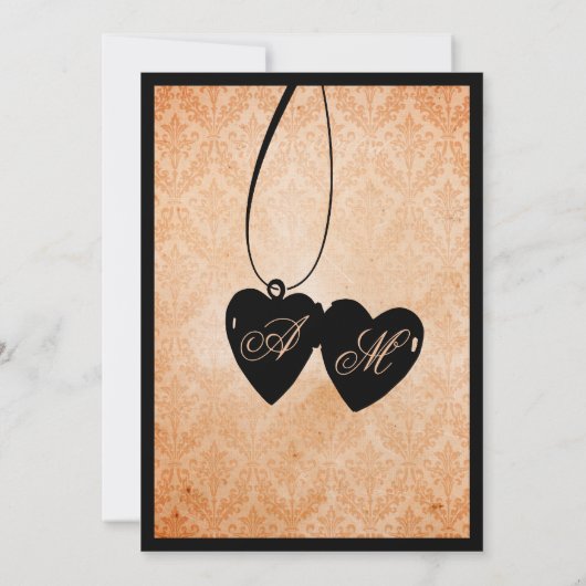 Viktorianischer Kronleuchter ・ Schwarz/Blassorange Einladung (Rückseite)