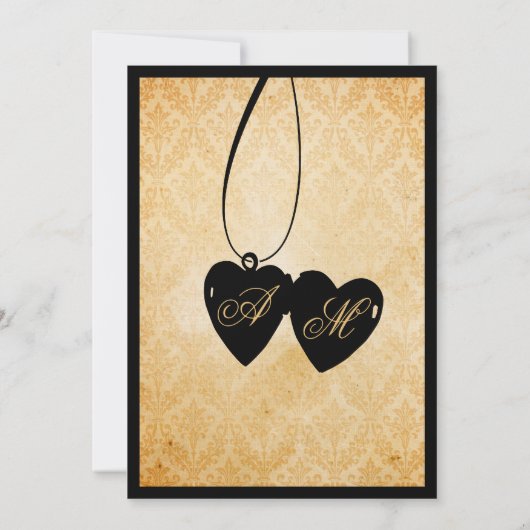 Viktorianischer Kronleuchter ・ Schwarz-Creme-Hochz Einladung (Rückseite)