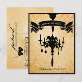 Viktorianischer Kronleuchter - schwarz und cremefa Ankündigungspostkarte (Vorne/Hinten)