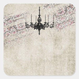 Viktorianischer Kronleuchter Shabby Chic Vintage D Quadratischer Aufkleber