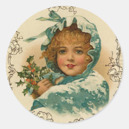 Viktorianischer Lady Holiday, Weihnachtskleber Runder Aufkleber
