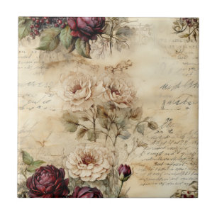 Viktorianischer Liebesbrief Florales Pergament Fliese