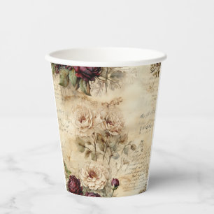 Viktorianischer Liebesbrief Florales Pergament Pappbecher