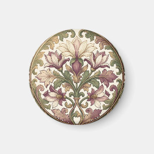 Viktorianischer lila Creme-Ornament-Blumenmuster  Magnet