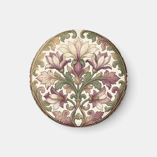 Viktorianischer lila Creme-Ornament-Blumenmuster Magnet (Vorne)