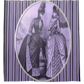 Viktorianischer, lila, schwarzer Streifen Duschvorhang (Vorderseite)