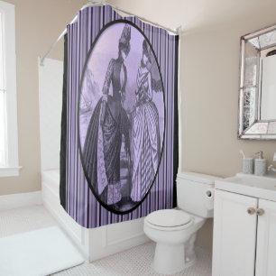 Viktorianischer lila Stripe Dame Duschvorhang