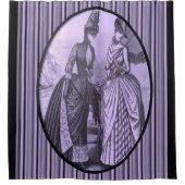 Viktorianischer lila Stripe Dame Duschvorhang (Vorderseite)