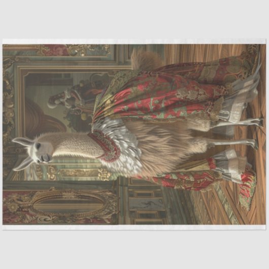 Viktorianischer Llama mit Dekoupage der Whimsiksch Seidenpapier (Vorderseite)