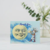 Viktorianischer Mann auf dem Mond mit Koch Danke Postkarte (Stehend Vorderseite)