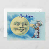 Viktorianischer Mann auf dem Mond mit Koch Danke Postkarte (Vorne/Hinten)