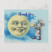 Viktorianischer Mann auf dem Mond mit Koch Danke Postkarte (Vorderseite)
