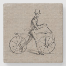 Viktorianischer Mann auf Fahrrad Vintagem Steinuntersetzer