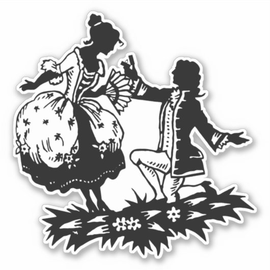 Viktorianischer Mann schlägt weibliche Silhouette Aufkleber (Vorderseite)