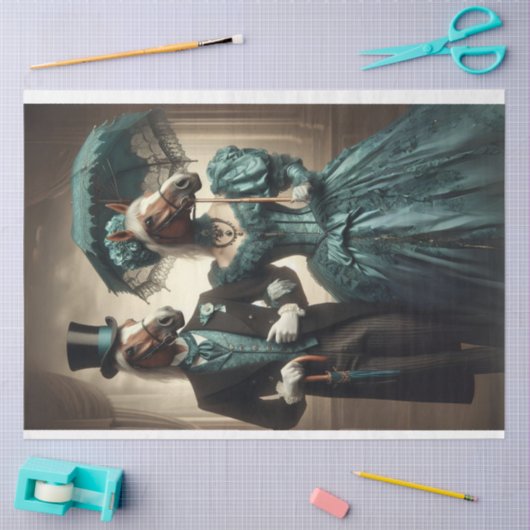 Viktorianischer Mann - weiblicher Pferdekopf Aquam Seidenpapier (Basteln)