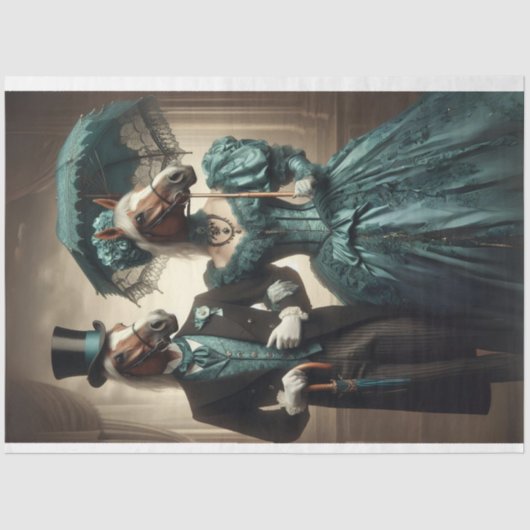 Viktorianischer Mann - weiblicher Pferdekopf Aquam Seidenpapier (Vorderseite)