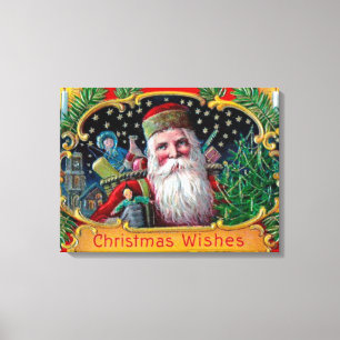 Viktorianischer Nikolaus mit goldenen Sternen und Leinwanddruck