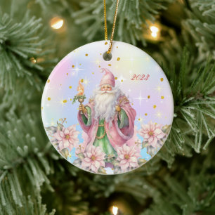 Viktorianischer Old-Time-Santa-Claus-Schmuck Keramik Ornament