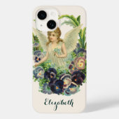 Viktorianischer Osterangel mit Lila Pansy-Blume Case-Mate iPhone Hülle (Rückseite)