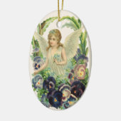 Viktorianischer Osterangel mit Lila Pansy-Blume Keramikornament (Links)