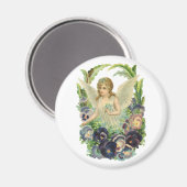 Viktorianischer Osterangel mit Lila Pansy-Blume Magnet (Vorderseite/Rückseite)