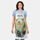 Viktorianischer Osterangel mit Lila Pansy-Blume Schürze (Getragen)