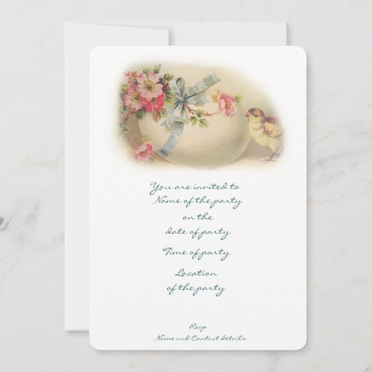 Viktorianischer Osterchic und Ei Einladung (Rückseite)