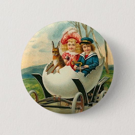 Viktorianischer Osterhasen-Knopf Button (Vorderseite)