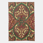 Viktorianischer Paisley-Blumen-Juwel-Ton Rotes Gol Geschirrtuch (Vertikal)