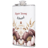 Viktorianischer Peony Luxe Hochzeit seines Vinyl W Flachmann (Links)