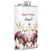 Viktorianischer Peony Luxe Hochzeit seines Vinyl W Flachmann (Rechts)