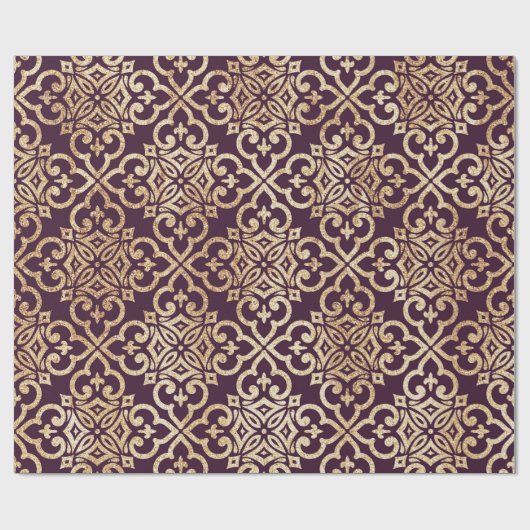 Viktorianischer Pflaumen-u. GoldGlitzer Geschenkpapier (Flach)