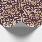 Viktorianischer Pflaumen-u. GoldGlitzer Geschenkpapier (Ecke)