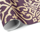 Viktorianischer Pflaumen-u. GoldGlitzer Geschenkpapier (Rolleneckpunkt)