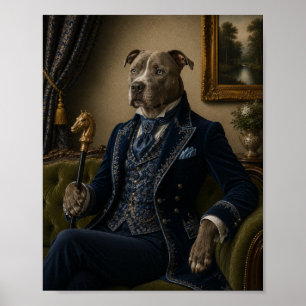Viktorianischer Pit Bull Gentleman Portrait Druck, Poster