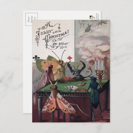 Viktorianischer Poker Bugs Weihnachten Postkarte (Vorne/Hinten)