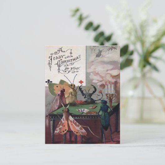 Viktorianischer Poker Bugs Weihnachten Postkarte (Stehend Vorderseite)