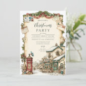 Viktorianischer Postkasten Weihnachten Einladung (Stehend Vorderseite)