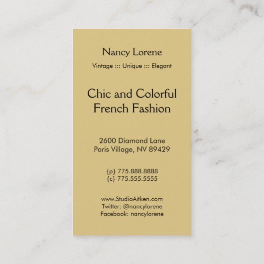 VIKTORIANISCHER POTPOURRI, WINDCHIMES: TOPAZ VISITENKARTE (Rückseite)