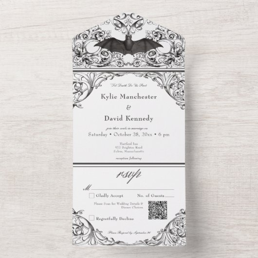 Viktorianischer QR-Code bis zum Tod All In One Einladung (Innen Boden)