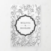 Viktorianischer QR-Code für Schwarz und Weiß Dreifach Gefaltete Einladung (Cover)