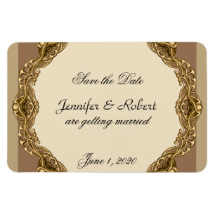 Viktorianischer Rahmen in Gold Hochzeit Save the D Magnet